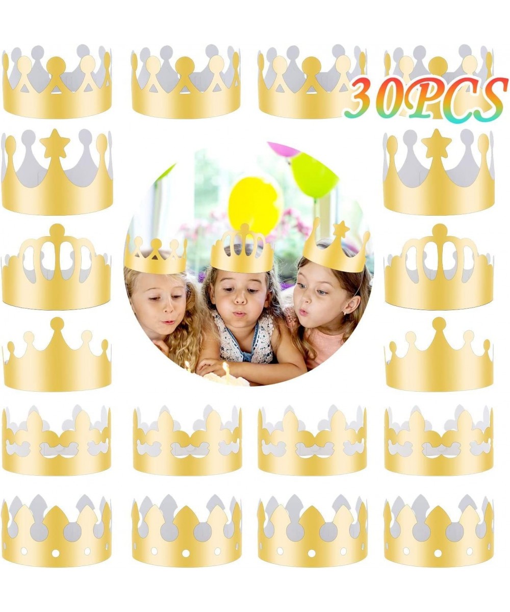 30 Pieces Golden King Crowns (6 Style) Gold Foil Paper Party Crown Hat Cap for Birthday Celebration Baby Shower Father's Day ...