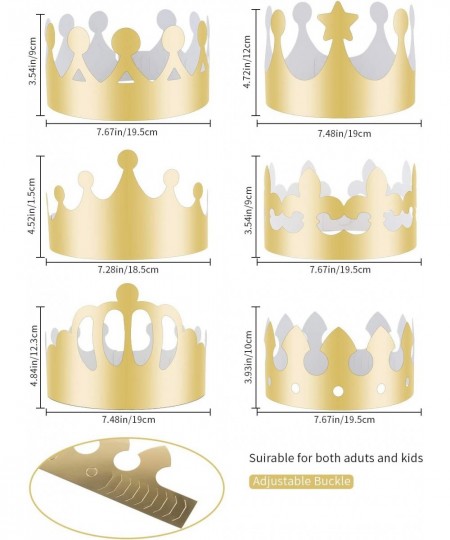 30 Pieces Golden King Crowns (6 Style) Gold Foil Paper Party Crown Hat Cap for Birthday Celebration Baby Shower Father's Day ...