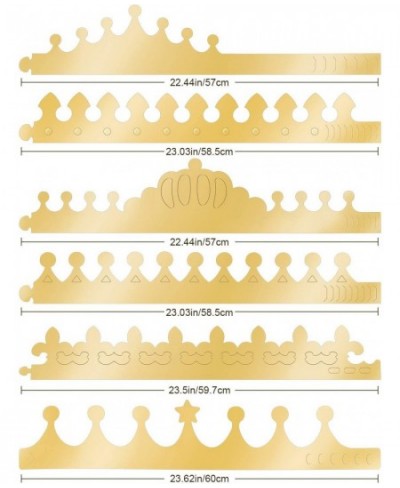 30 Pieces Golden King Crowns (6 Style) Gold Foil Paper Party Crown Hat Cap for Birthday Celebration Baby Shower Father's Day ...