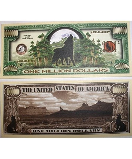 Pack of 5 - Howling Wolf Million Dollar Bill $16.83 - Gags & Practical Joke Toys