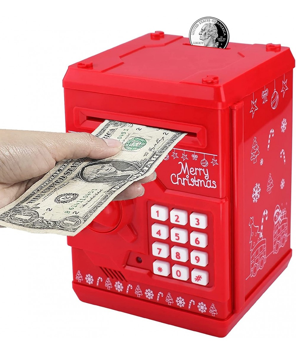 Cartoon Electronic Password Mini ATM Piggy Bank Cash Coin Can Auto Scroll Paper Money Saving Box for Children Kids (Christmas...