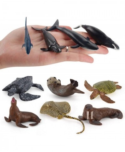 Ocean Sea Marine Animal Model Figures Playsets 12 PCS Realistic Mini Sea Animal Figure Toys Blue Shark Walrus Sea Lions Deskt...