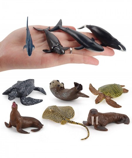 Ocean Sea Marine Animal Model Figures Playsets 12 PCS Realistic Mini Sea Animal Figure Toys Blue Shark Walrus Sea Lions Deskt...