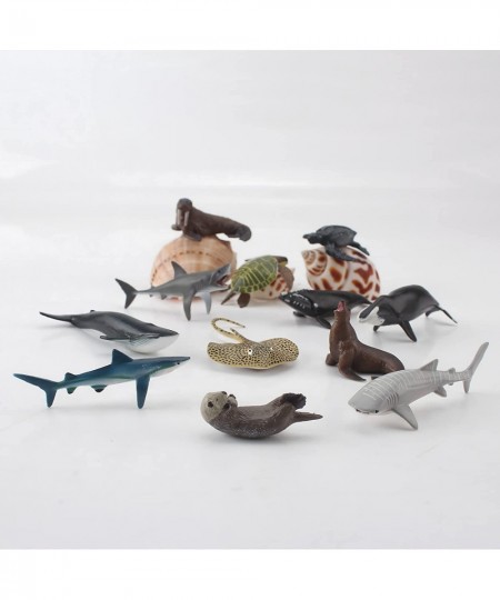 Ocean Sea Marine Animal Model Figures Playsets 12 PCS Realistic Mini Sea Animal Figure Toys Blue Shark Walrus Sea Lions Deskt...