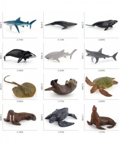 Ocean Sea Marine Animal Model Figures Playsets 12 PCS Realistic Mini Sea Animal Figure Toys Blue Shark Walrus Sea Lions Deskt...