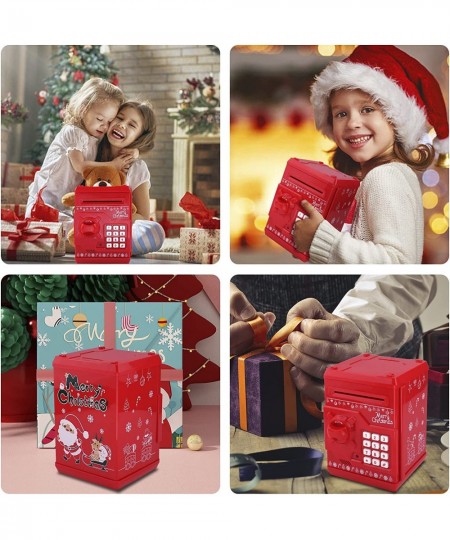 Cartoon Electronic Password Mini ATM Piggy Bank Cash Coin Can Auto Scroll Paper Money Saving Box for Children Kids (Christmas...