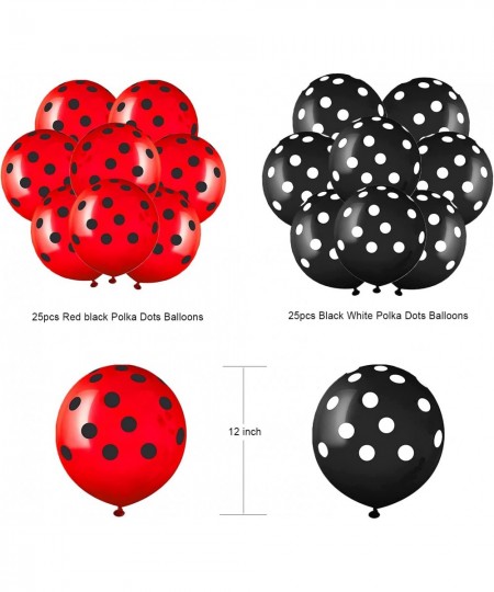 50pcs Red Black Polka Dots Balloons set party decoration Red Black Balloons kit party supplies for Red black animal party for...