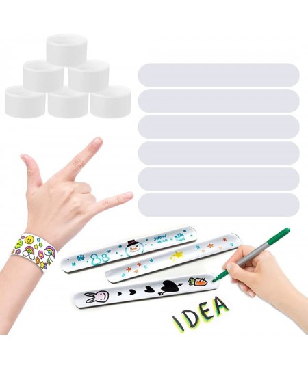 Slap Bracelets 35 Pack White DIY Slap Bracelets Bands Kids Party Bracelet Favors Painting Pat Ring Snap Bracelets Wristbands ...