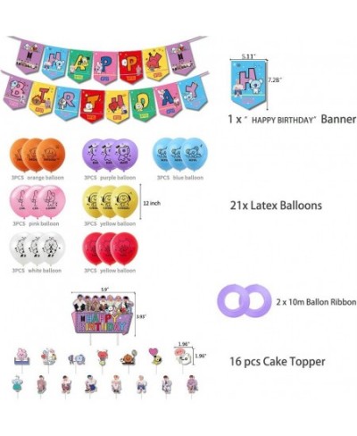 BTS Birthday Party Supplies BTS Happy Birthday Banner Cake Topper Party Balloons for Kids Birthday Party Favor Decorations $2...