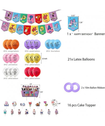 BTS Birthday Party Supplies BTS Happy Birthday Banner Cake Topper Party Balloons for Kids Birthday Party Favor Decorations $2...