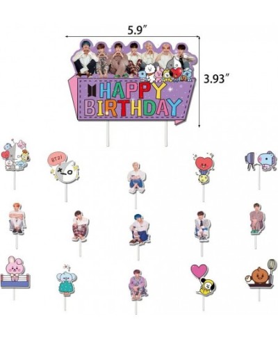 BTS Birthday Party Supplies BTS Happy Birthday Banner Cake Topper Party Balloons for Kids Birthday Party Favor Decorations $2...