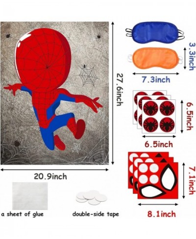 30pcs Spider Super Hero Kids Party Stickers Game Pin The Eyes Chest Signs and Spiderweb On Large Spider Super Hero Poster Goo...