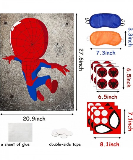 30pcs Spider Super Hero Kids Party Stickers Game Pin The Eyes Chest Signs and Spiderweb On Large Spider Super Hero Poster Goo...