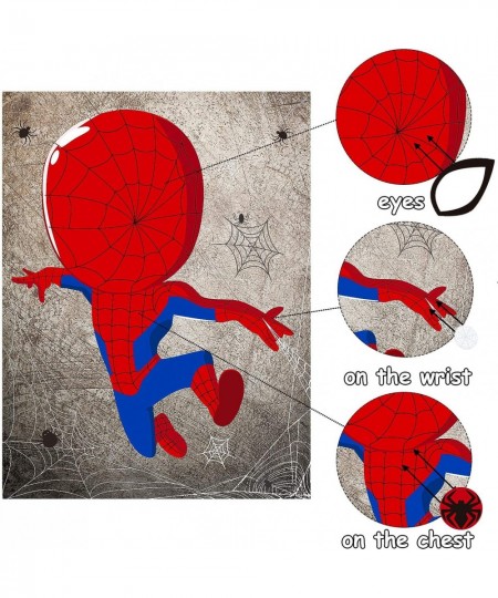 30pcs Spider Super Hero Kids Party Stickers Game Pin The Eyes Chest Signs and Spiderweb On Large Spider Super Hero Poster Goo...