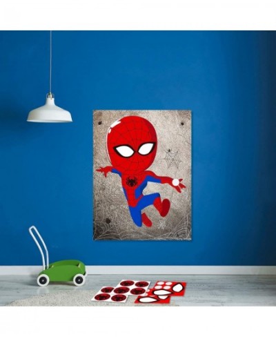 30pcs Spider Super Hero Kids Party Stickers Game Pin The Eyes Chest Signs and Spiderweb On Large Spider Super Hero Poster Goo...