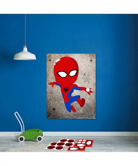 30pcs Spider Super Hero Kids Party Stickers Game Pin The Eyes Chest Signs and Spiderweb On Large Spider Super Hero Poster Goo...