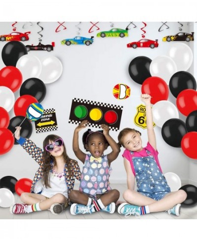 Race Car Birthday Party Decorations Car Theme Party Supplies Includes Checkered Flag Banner Balloons Hanging Swirls Photo Boo...