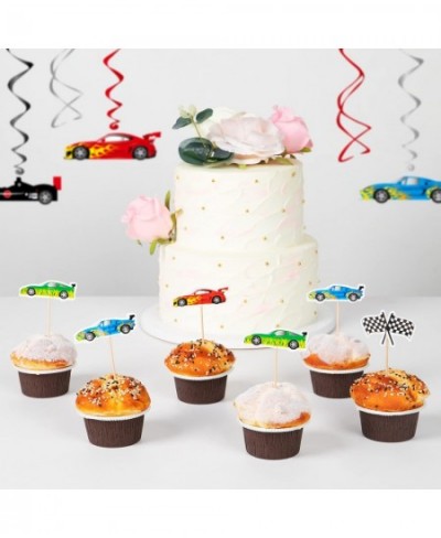 Race Car Birthday Party Decorations Car Theme Party Supplies Includes Checkered Flag Banner Balloons Hanging Swirls Photo Boo...