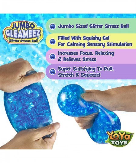 Jumbo Gleameez Glitter Stress Ball Fidget Toy | Colorful Squish Ball Filled with Sparkling Foil Glitters | Excellent for Stre...