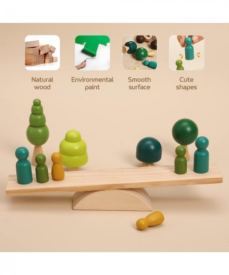 Wooden Tree Toys Balance Toys Wooden Peg Dolls Preschool Learning Educational Montessori Toys Natural Woodland Trees Creative...