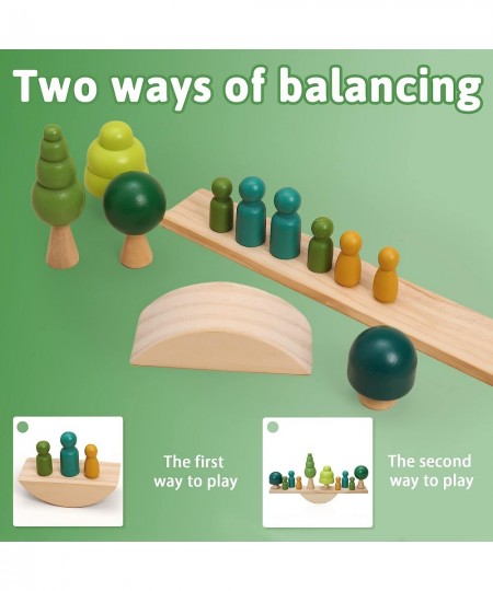 Wooden Tree Toys Balance Toys Wooden Peg Dolls Preschool Learning Educational Montessori Toys Natural Woodland Trees Creative...