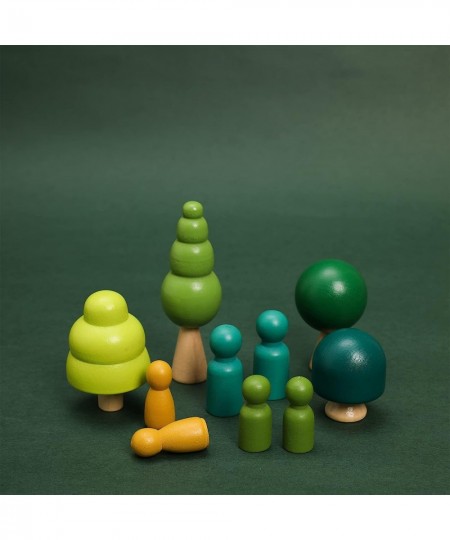 Wooden Tree Toys Balance Toys Wooden Peg Dolls Preschool Learning Educational Montessori Toys Natural Woodland Trees Creative...