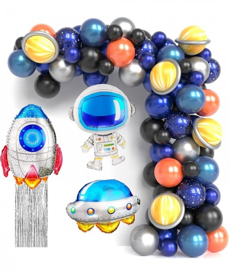 Outer Space Balloon Garland Kit 89pcs Outer Space Party Decorations with UFO Rocket Astronaut Balloons Silver Foil Curtain fo...