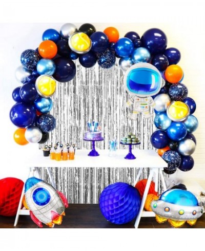 Outer Space Balloon Garland Kit 89pcs Outer Space Party Decorations with UFO Rocket Astronaut Balloons Silver Foil Curtain fo...