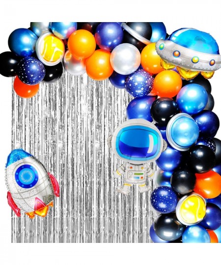 Outer Space Balloon Garland Kit 89pcs Outer Space Party Decorations with UFO Rocket Astronaut Balloons Silver Foil Curtain fo...