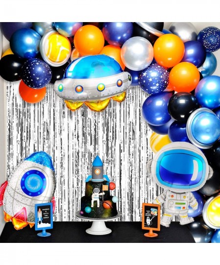 Outer Space Balloon Garland Kit 89pcs Outer Space Party Decorations with UFO Rocket Astronaut Balloons Silver Foil Curtain fo...