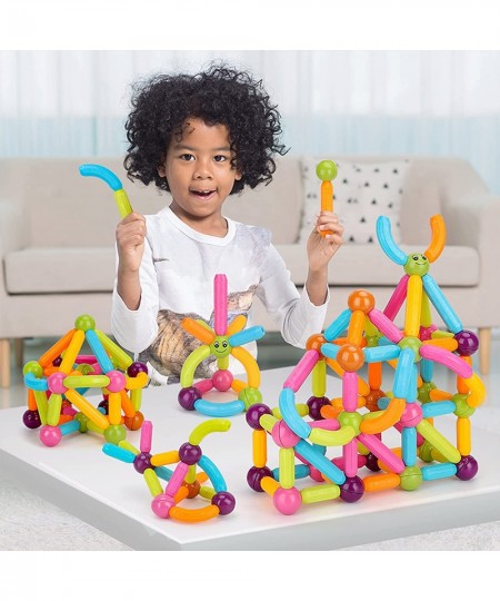 74 PCS Magnetic Balls and Rods Set Magnetic Building Sticks Blocks Toys Magnet Educational Toys STEM Toys for Kids Learning M...