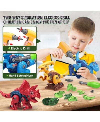 Dinosaur Toys for 3 4 5 6 7 Year Old Boys Take Apart Toys with Electric Drill for Kids STEM Educational Construction Building...