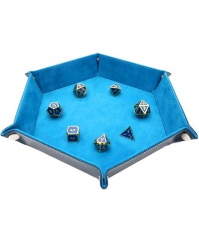 DND Metal Dice Tray Dice Folding Hexagon Tray Leather Dice Holder Velvet Rolling Storage Tray for Dice Games RPG DND Other Ta...