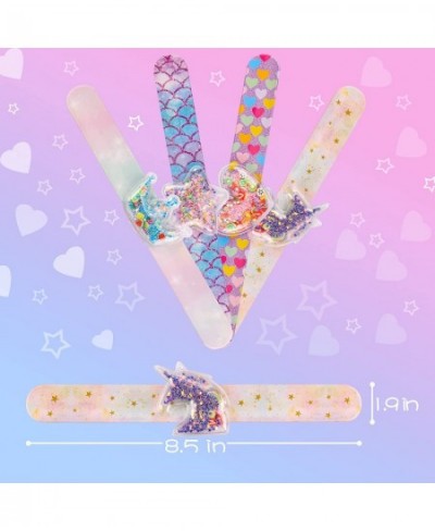 Slap Bracelets Quicksand Slap Bracelets for Girls Glitter Shaker Unicorn Slap Bracelets with Silicone Wristbands for Kids Bir...