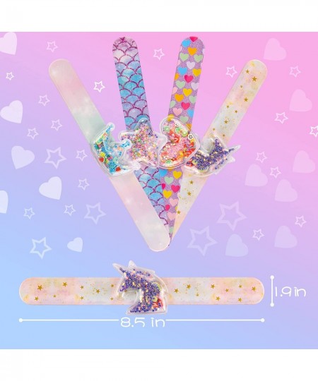 Slap Bracelets Quicksand Slap Bracelets for Girls Glitter Shaker Unicorn Slap Bracelets with Silicone Wristbands for Kids Bir...