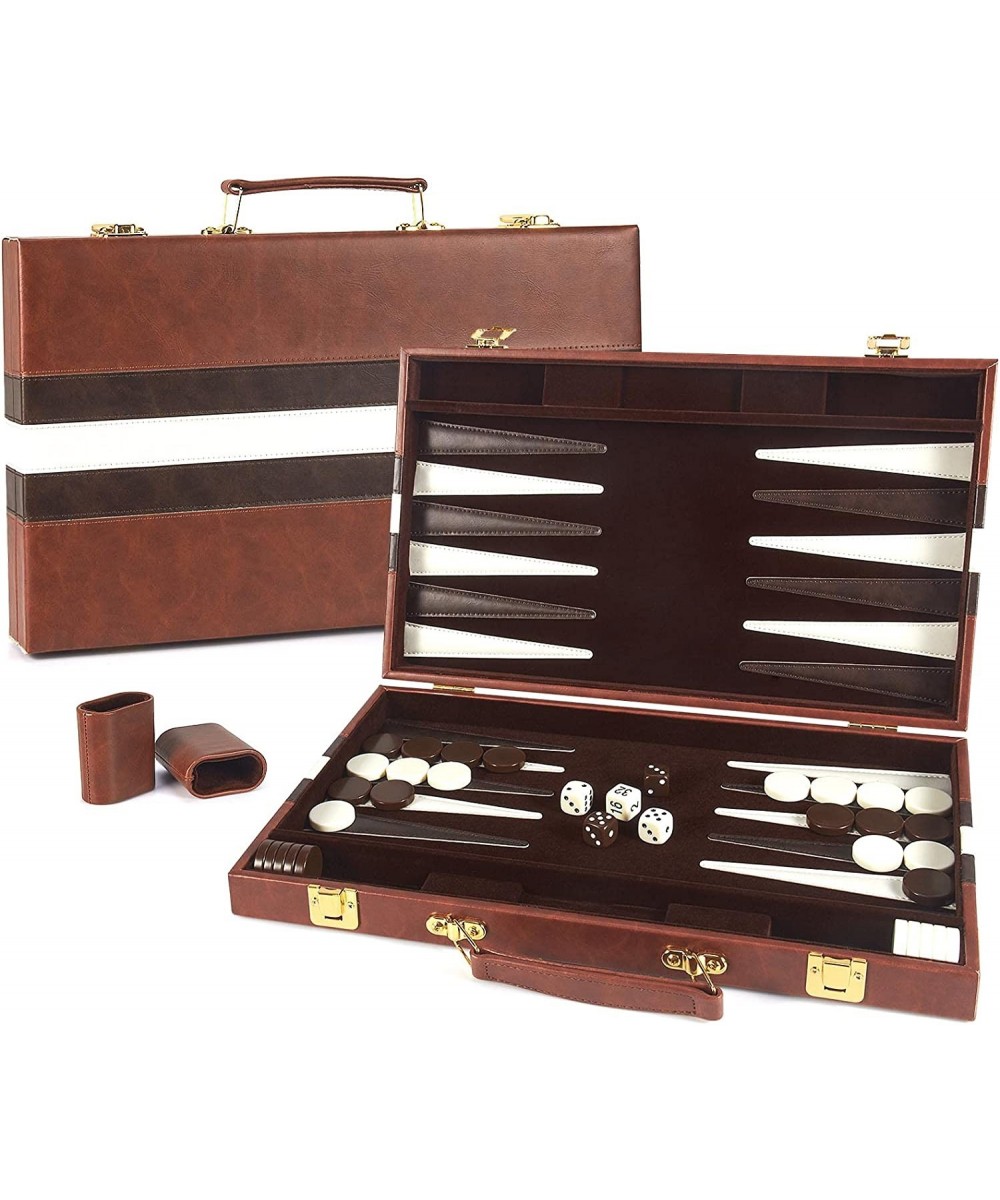 Backgammon Set 15 Inch Portable Handheld Backgammon Game Set with Leather Case Folding Board Gift Package Classic Travel Stra...