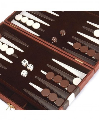 Backgammon Set 15 Inch Portable Handheld Backgammon Game Set with Leather Case Folding Board Gift Package Classic Travel Stra...