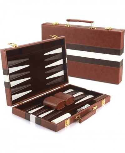 Backgammon Set 15 Inch Portable Handheld Backgammon Game Set with Leather Case Folding Board Gift Package Classic Travel Stra...