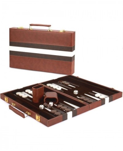 Backgammon Set 15 Inch Portable Handheld Backgammon Game Set with Leather Case Folding Board Gift Package Classic Travel Stra...