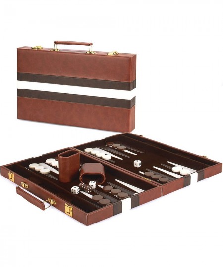 Backgammon Set 15 Inch Portable Handheld Backgammon Game Set with Leather Case Folding Board Gift Package Classic Travel Stra...