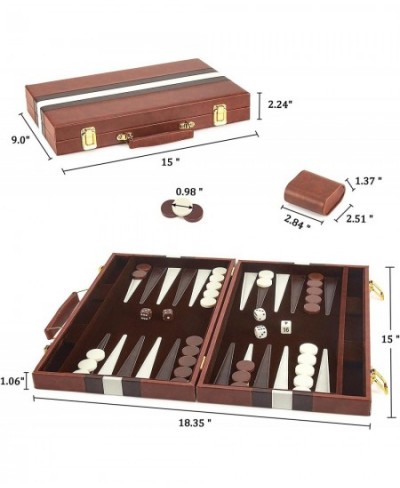 Backgammon Set 15 Inch Portable Handheld Backgammon Game Set with Leather Case Folding Board Gift Package Classic Travel Stra...