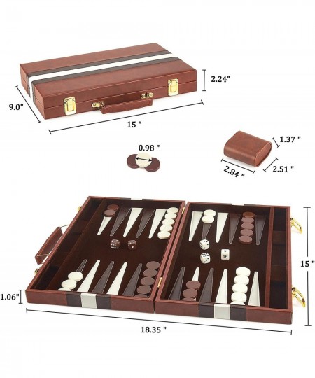 Backgammon Set 15 Inch Portable Handheld Backgammon Game Set with Leather Case Folding Board Gift Package Classic Travel Stra...