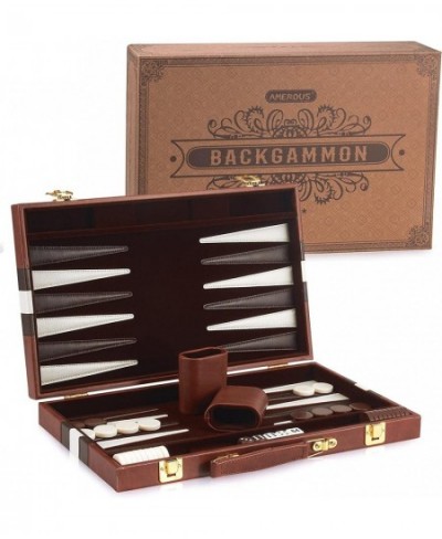 Backgammon Set 15 Inch Portable Handheld Backgammon Game Set with Leather Case Folding Board Gift Package Classic Travel Stra...