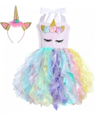 3-4Y Rainbow Unicorn Costume for girls with Double Layer Organza Willows Unicorn Halloween Costume for Easter Birthday Dance ...