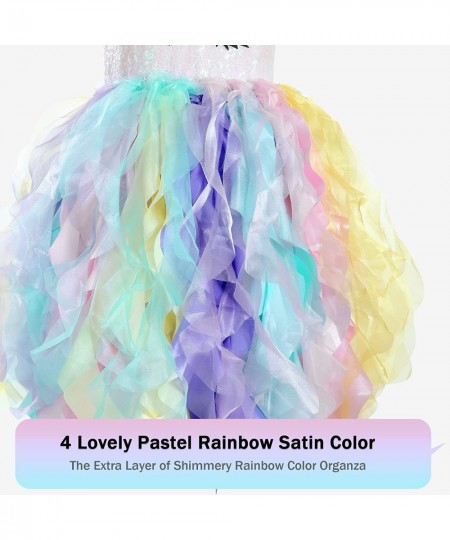 3-4Y Rainbow Unicorn Costume for girls with Double Layer Organza Willows Unicorn Halloween Costume for Easter Birthday Dance ...