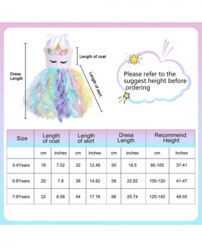 3-4Y Rainbow Unicorn Costume for girls with Double Layer Organza Willows Unicorn Halloween Costume for Easter Birthday Dance ...