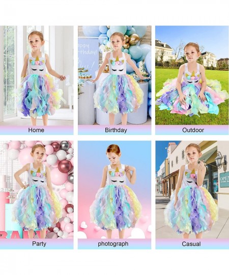 3-4Y Rainbow Unicorn Costume for girls with Double Layer Organza Willows Unicorn Halloween Costume for Easter Birthday Dance ...