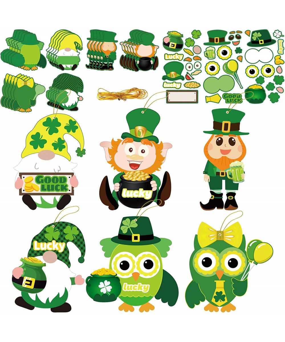 30 PCS St. Patrick Day Craft Kits for Kids DIY Leprechauns Shamrock Owl Gnome Sticker Craft Ornament St. Patrick Art Craft fo...