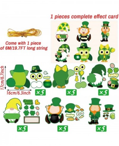 30 PCS St. Patrick Day Craft Kits for Kids DIY Leprechauns Shamrock Owl Gnome Sticker Craft Ornament St. Patrick Art Craft fo...