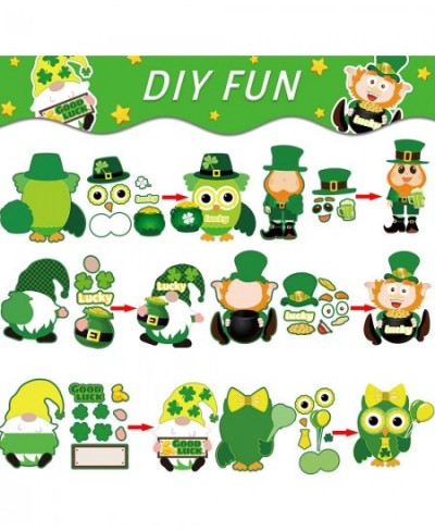 30 PCS St. Patrick Day Craft Kits for Kids DIY Leprechauns Shamrock Owl Gnome Sticker Craft Ornament St. Patrick Art Craft fo...